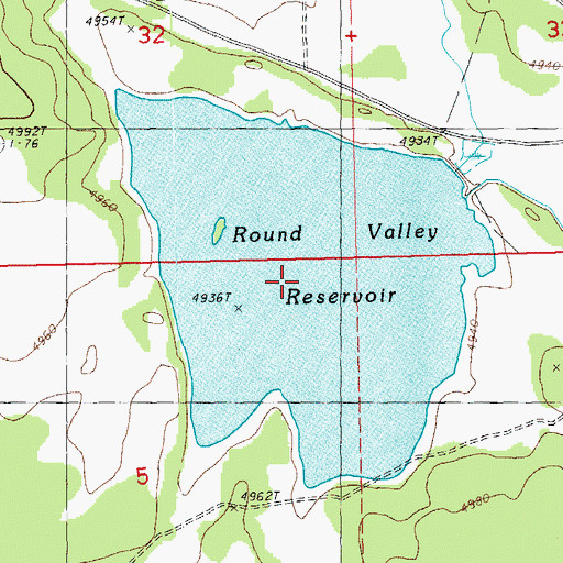 Topographic Map of Round Valley Reservoir, OR