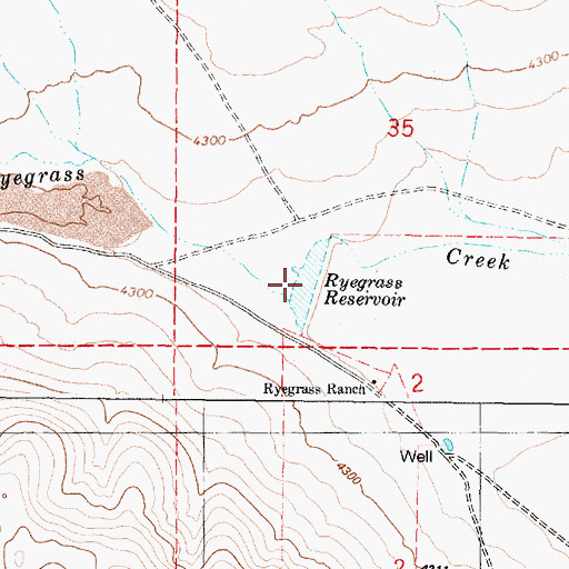 Topographic Map of Ryegrass Reservoir, OR
