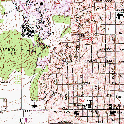Topographic Map of Saint Mary's Cemetery, OR