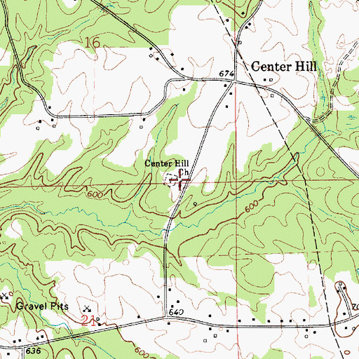 Topographic Map of Center Hill Church, AL