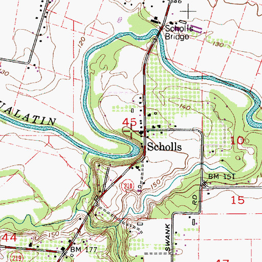 Topographic Map of Scholls, OR