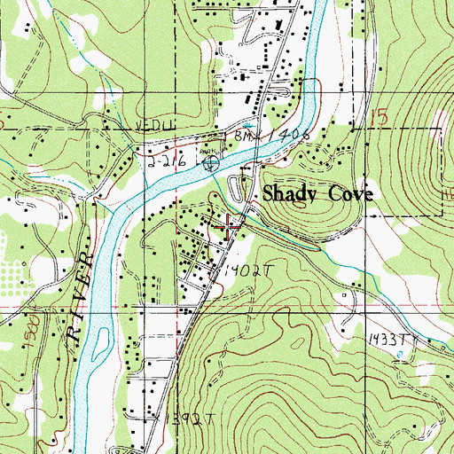 Topographic Map of Shady Cove, OR