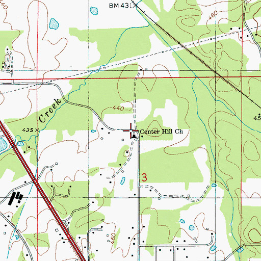 Topographic Map of Center Hill Church, AL