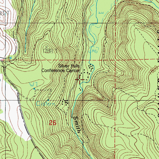 Topographic Map of Silver Falls State Park, OR