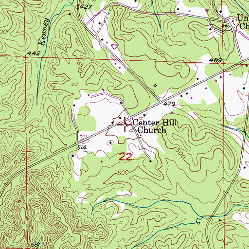 Topographic Map of Center Hill Church, AL