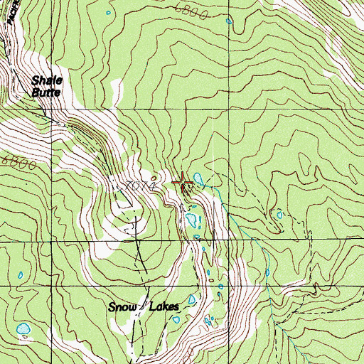 Topographic Map of Snow Lakes, OR