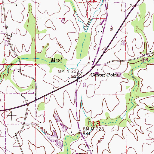 Topographic Map of Center Point, AL
