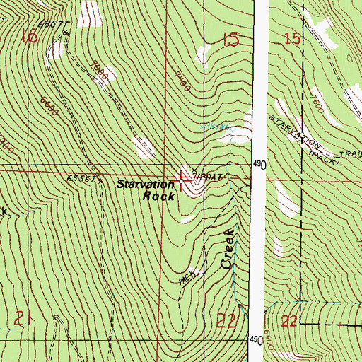 Topographic Map of Starvation Rock, OR