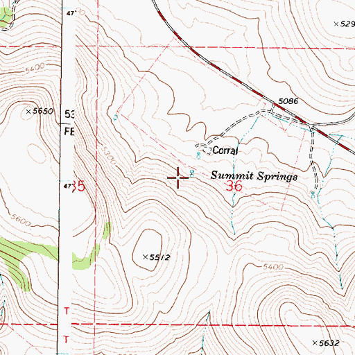 Topographic Map of Summit Springs, OR