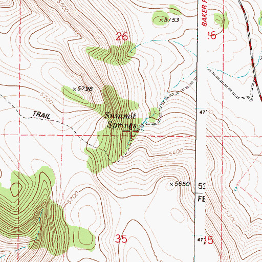Topographic Map of Summit Springs, OR