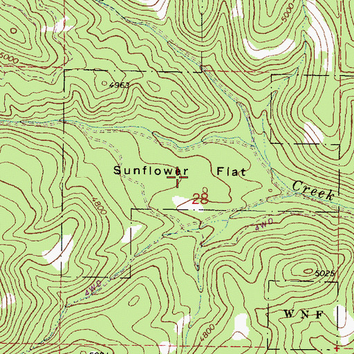 Topographic Map of Sunflower Flat, OR