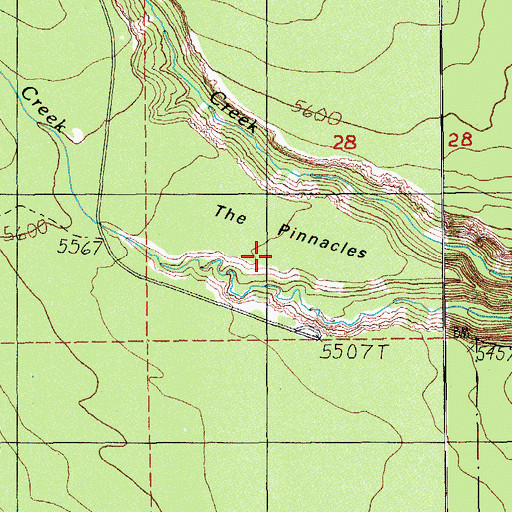 Topographic Map of The Pinnacles, OR