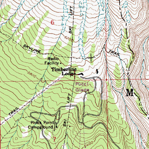 Topographic Map of Timberline Lodge, OR