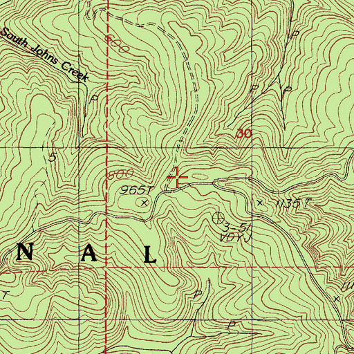 Topographic Map of David Ridge, OR