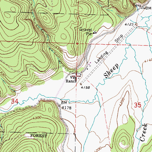 Topographic Map of Vey Ranch, OR
