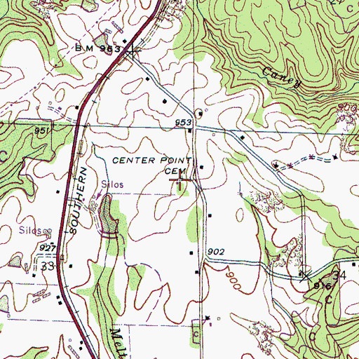 Topographic Map of Center Point Cemetery, AL
