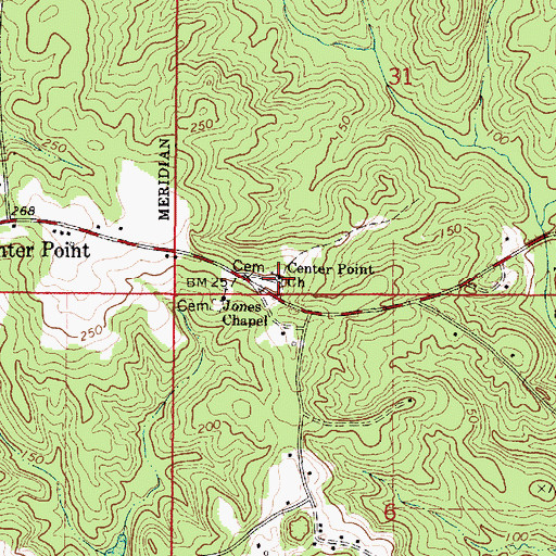 Topographic Map of Center Point Church, AL
