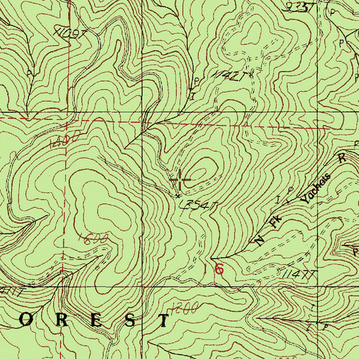 Topographic Map of Yachats Mountain, OR