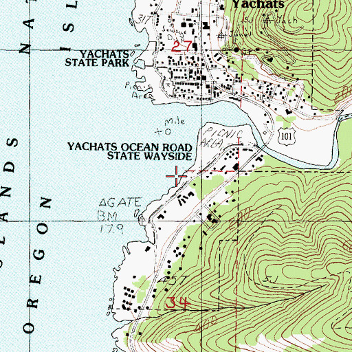 Topographic Map of Yachats Ocean Road State Natural Site, OR