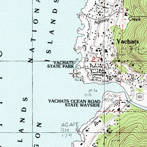 Topographic Map of Yachats State Recreation Area, OR