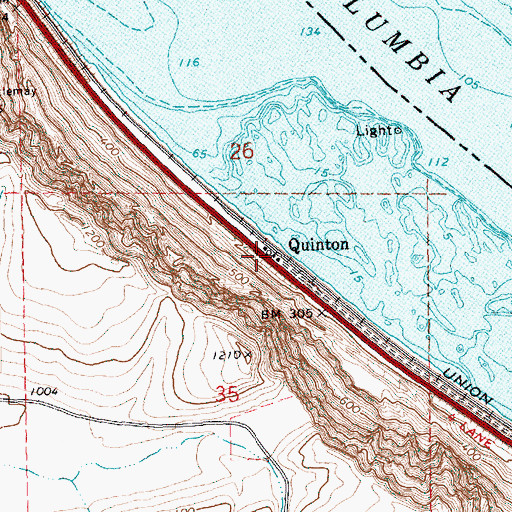 Topographic Map of Quinton, OR