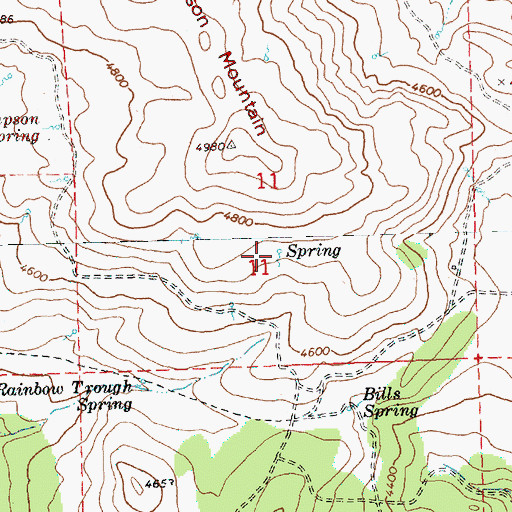 Topographic Map of Eleven Spring, OR