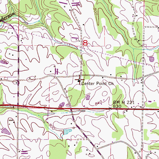 Topographic Map of Center Point Baptist Church, AL