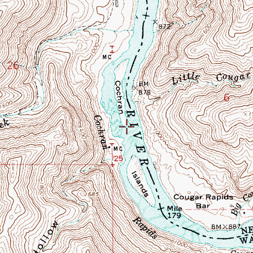 Topographic Map of Lower Cochran Rapids, ID