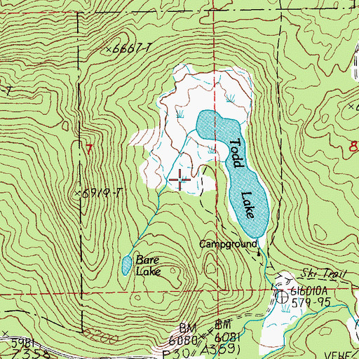 Topographic Map of Todd Lake Recreation Site, OR