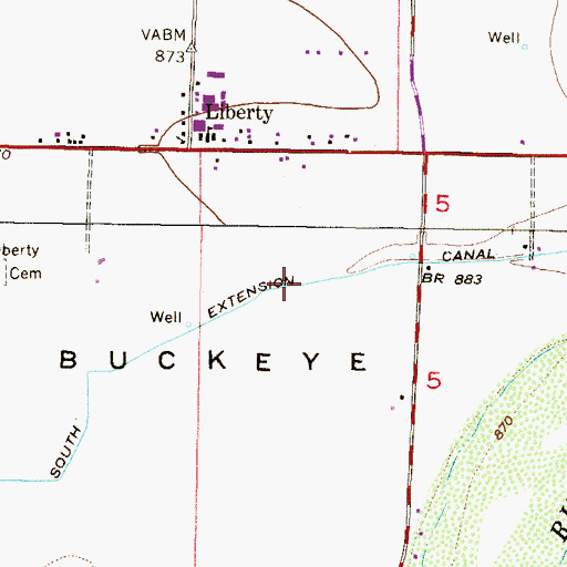Topographic Map of South Extension Canal, AZ
