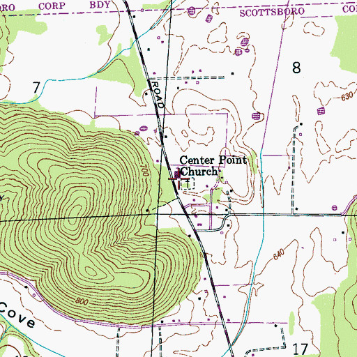 Topographic Map of Centerpoint Baptist Church, AL