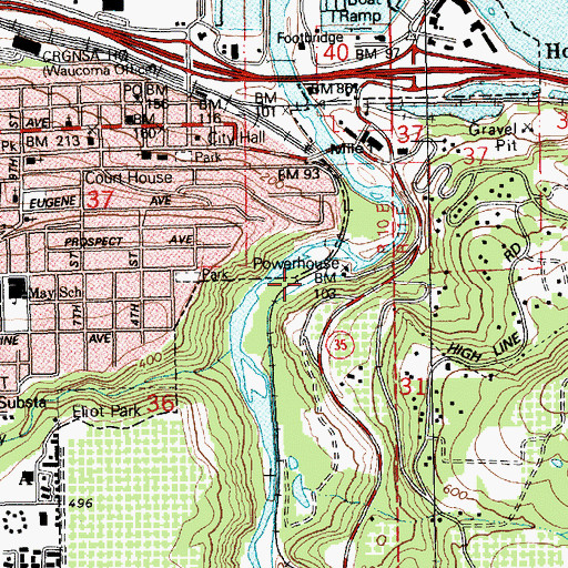 Topographic Map of Powerdale (historical), OR