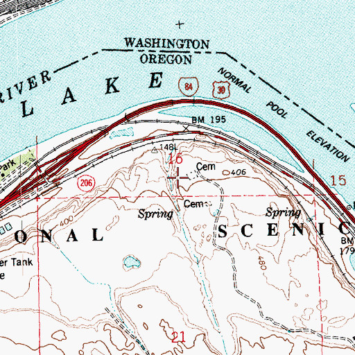 Topographic Map of Celilo Indian Cemetery, OR
