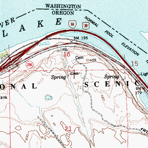 Topographic Map of Celilo Indian Cemetery, OR