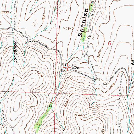 Topographic Map of Spanish Gulch Cemetery, OR