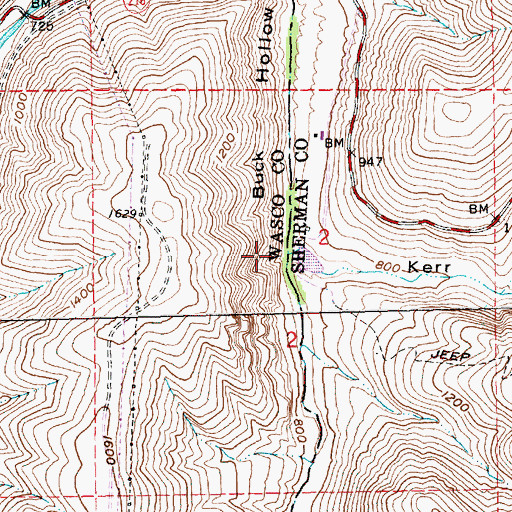 Topographic Map of Kerr Creek, OR