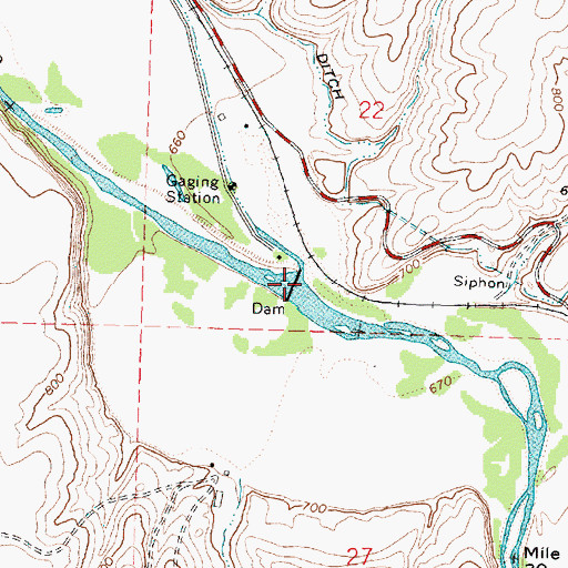Topographic Map of Cold Springs Diversion Dam, OR