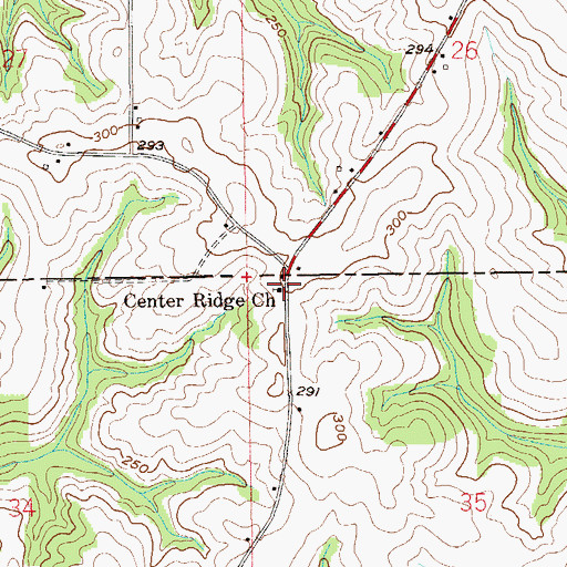 Topographic Map of Center Ridge Methodist Church, AL