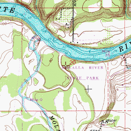 Topographic Map of Molalla River State Park, OR