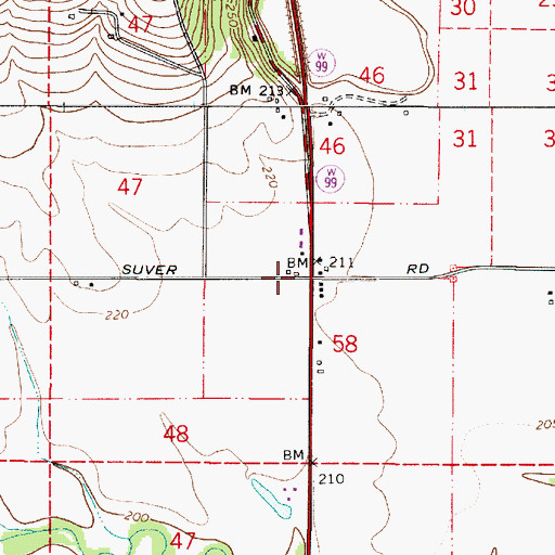 Topographic Map of Suver Junction, OR