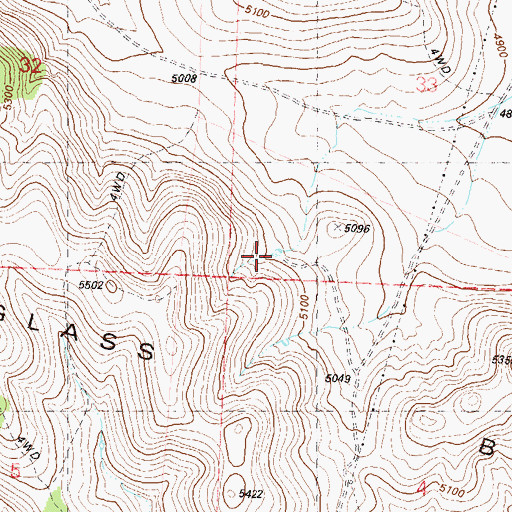 Topographic Map of North Glass Butte Reservoir, OR