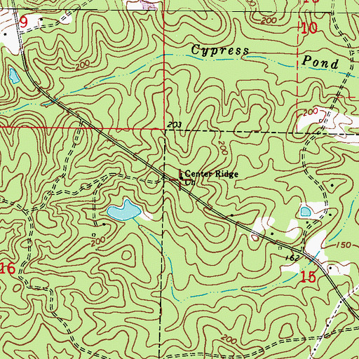 Topographic Map of Center Ridge Baptist Church, AL