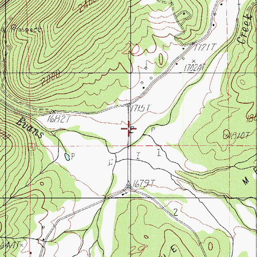 Topographic Map of Mystery Creek, OR