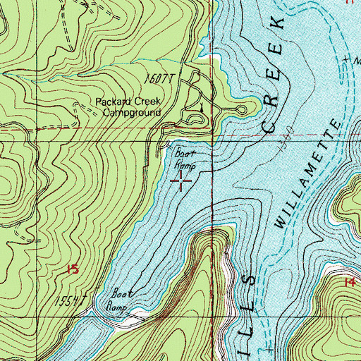 Topographic Map of Packard Creek Recreation Site, OR