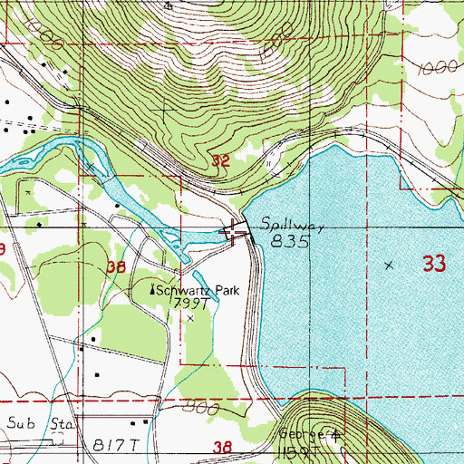 Topographic Map of Dorena Dam, OR