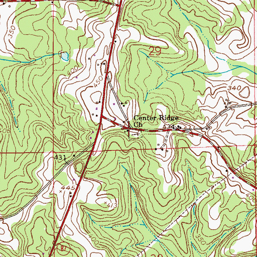 Topographic Map of Center Ridge Church, AL