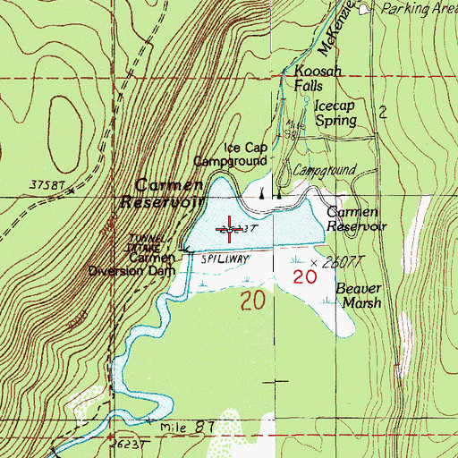 Topographic Map of Carmen Reservoir, OR
