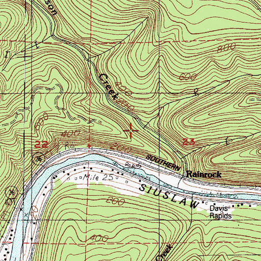 Topographic Map of Corn Creek, OR