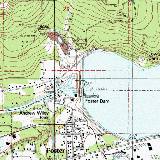 Topographic Map of Foster Dam, OR