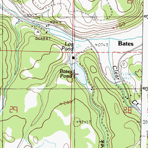 Topographic Map of Bates Pond, OR